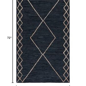 SAFAVIEH Vintage Leather Collection Accent Rug - 4' x 6', Black & Natural, Handmade Modern Rustic Boho, Ideal for High Traffic Areas in Entryway, Living Room, Bedroom (VTL802Z)