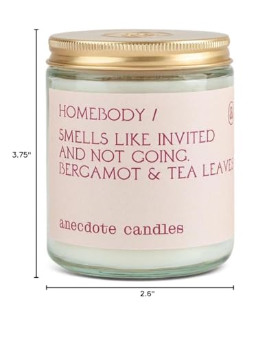 Anecdote Candles ‘Homebody' Coconut Soy Wax Candle Jar | Premium Hand Poured & Long Burning | Bergamot & Tea Leaves Scent | Phthalate-Free | for Home, Office, Gift - 7.8 Oz