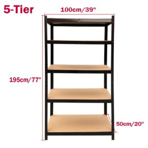 AUTOFU 5 Tier Metal Shelving Unit Adjustable Shelves Garage Storage Utility Rack Boltless Racking Multipurpose Shelf for Warehouse Basement Kitchen Living Room Pantry 77" H x 39" W x 20" D