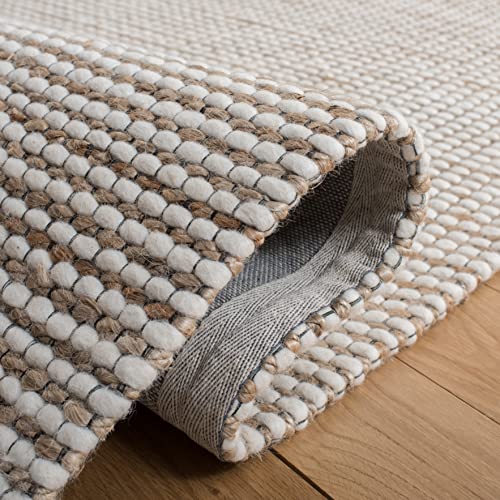 SAFAVIEH Natural Fiber Collection Area Rug - 9' x 12', Natural & Ivory, Handmade Farmhouse Jute & Wool, Ideal for High Traffic Areas in Living Room, Bedroom (NFB553A)