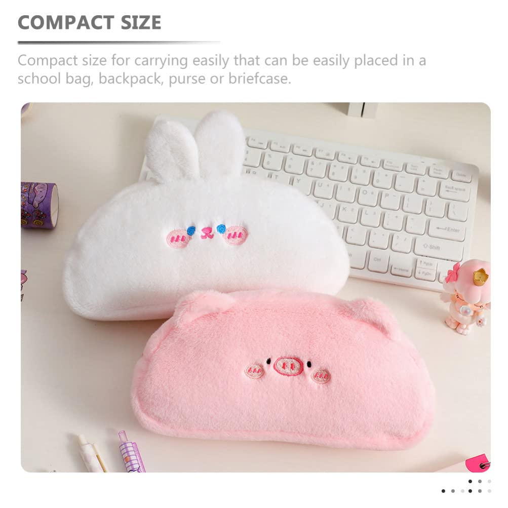 NUOBESTY Plush Pencil Case Anti-scratch Pen Case Plush Pencil Bag Zip Storage Bags Cute Makeup Bag Makeup Brush Bag Pen Storage Bag Convenient Pencil Bag Girl Decorate Pink