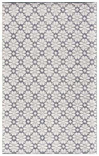 MARTHA STEWART x SAFAVIEH 6' x 9' Ivory/Navy MSR3503N Handmade Contemporary Floral Wool Area Rug