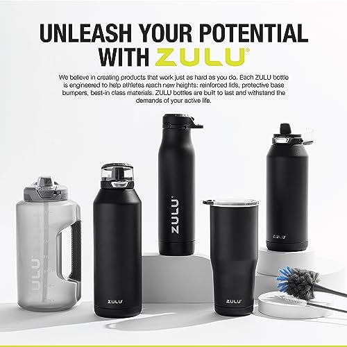 ZULU Goals 64oz Water Bottle Half Gallon Stainless Steel Jug with Straw, Leak Proof Lid and Handle, Vacuum Insulated Double Walled Reusable Metal Jug Perfect for Gym, Home, and Sports, White