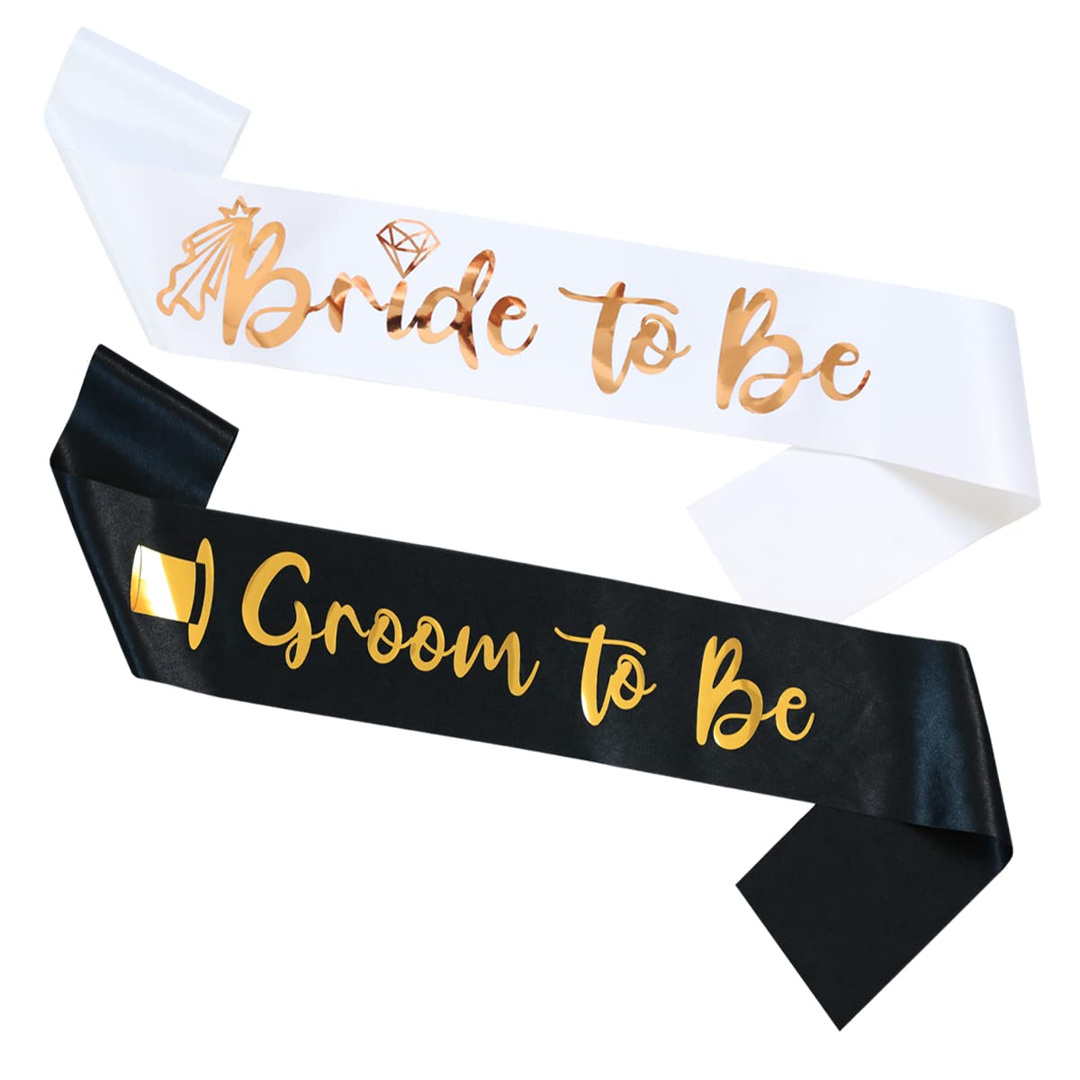 Docooniver Bride to be&Groom to be 2 Pack Sash for Bridal Shower,Bachelorette Party Sash,Bridal Shower Favors and Decorations.(White&Black)