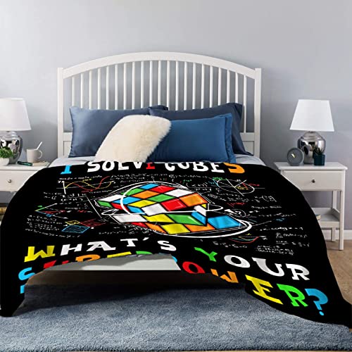 Ottoy Funny Speed Cubing Throw Blanket for Couch Lightweight Plush Fuzzy Cozy Soft Blankets Quilt Decorative Sofa Travel 60"x50" for Teens