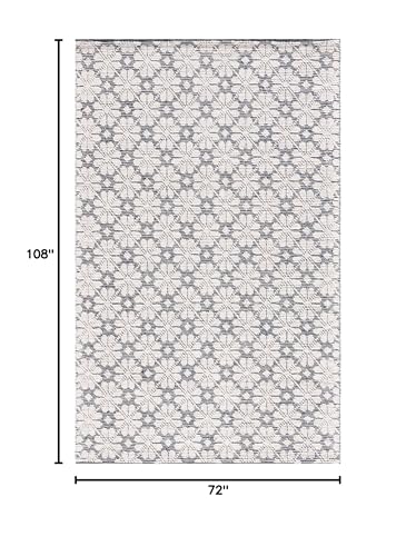 MARTHA STEWART x SAFAVIEH 6' x 9' Ivory/Navy MSR3503N Handmade Contemporary Floral Wool Area Rug