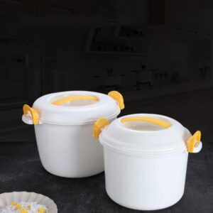 Hemoton 2pcs Microwave Food Container Rice Cooker Food Container: 1L Pasta Cooker Maker Oven Rice Cooker Steamer Microwave Cookware for Rice Chicken Pasta Rice Cooking Pot