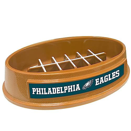 NFL Super-Bowl - Philadelphia Eagles Slow Feeder Dog Bowl. Football Design Slow Feeding Cat Bowl for Healthy Digestion. Non-Slip Pet Bowl for Large & Small Dogs & Cats