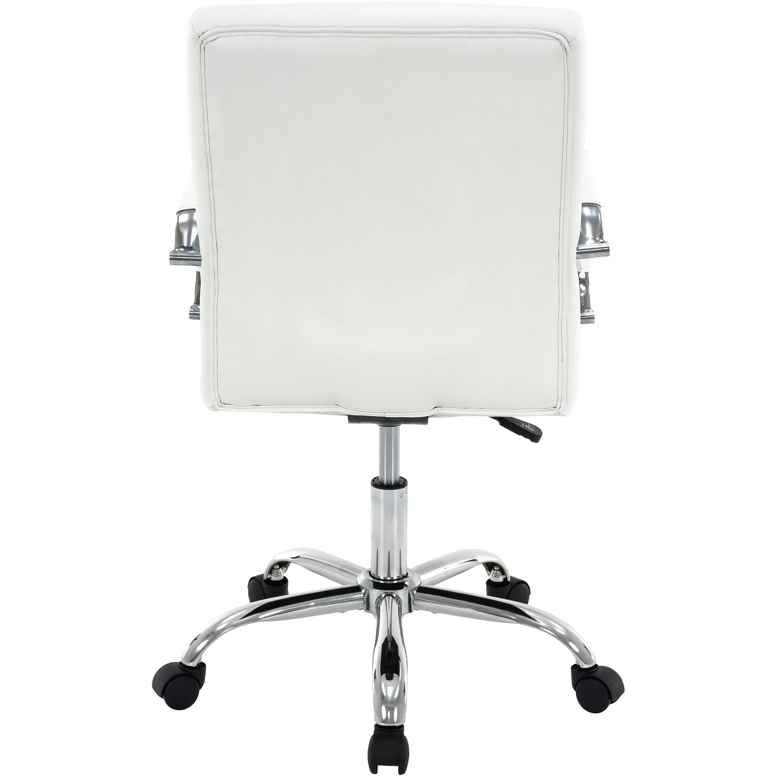 MFD LIVING High Back Desk Chair, Modern PU Leather Home Office Task Chair with Arms, Adjustable Swivel Computer Executive Chair with Wheels (Pearl White)