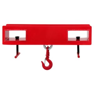 Hasopy Forklift Lifting Hook 1pc, 4400lbs Capacity Forklift Lifting Hoist, Red Forklift Mobile Crane with Swivel Hook and Two Large T-Screws, Hook Forklift Lifting Hoist, Fork Lifting Attachment (2T)