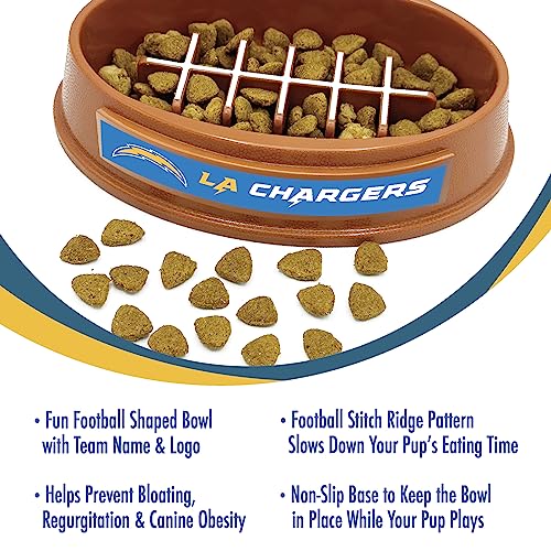 NFL Super-Bowl - Los Angeles Chargers Slow Feeder Dog Bowl. Football Design Slow Feeding Cat Bowl for Healthy Digestion. Non-Slip Pet Bowl for Large & Small Dogs & Cats