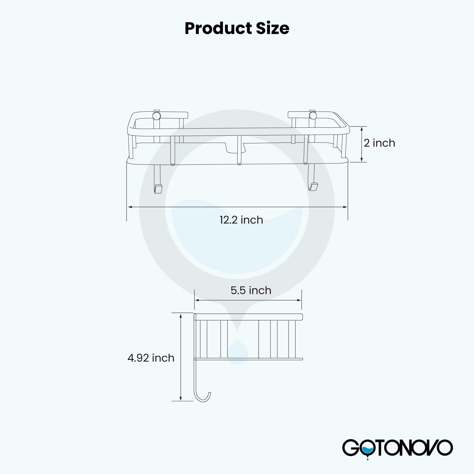 gotonovo Brushed Nickel Shower Shelf Wall Mount Solid Brass Essential Shower Rack Single Pack One Layer Bathroom Shower Rack Basket Arm Mount Shower Storage