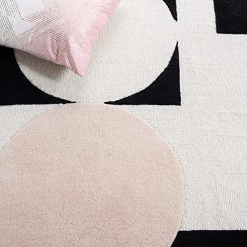 SAFAVIEH Rodeo Drive Collection Area Rug - 8' x 10', Blush & Black, Handmade Mid-Century Modern Abstract Wool, Ideal for High Traffic Areas in Living Room, Bedroom (RD856U)