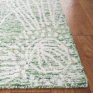 SAFAVIEH Metro Collection Area Rug - 8' x 10', Green & Ivory, Handmade Floral Wool, Ideal for High Traffic Areas in Living Room, Bedroom (MET875Y)