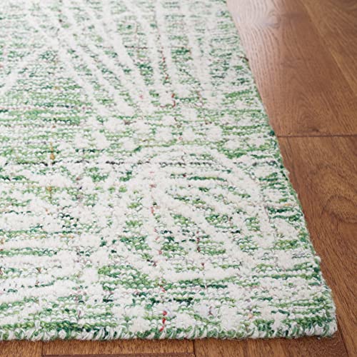 SAFAVIEH Metro Collection Area Rug - 8' x 10', Green & Ivory, Handmade Floral Wool, Ideal for High Traffic Areas in Living Room, Bedroom (MET875Y)