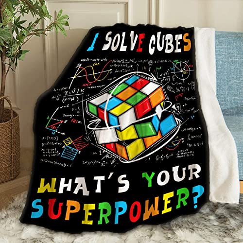 Ottoy Funny Speed Cubing Throw Blanket for Couch Lightweight Plush Fuzzy Cozy Soft Blankets Quilt Decorative Sofa Travel 60"x50" for Teens