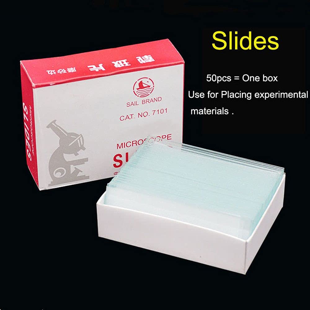 Microscope Slides, Glass Slips Laboratory Supplies, Transparent Slides Optical Biological Microscope Specimen Cover Glass(1box 100 pcs of Covers)