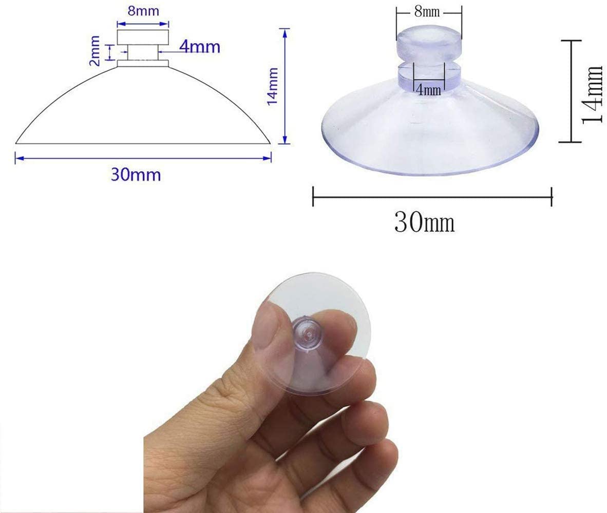 OMYZERO 100pcs Mini Clear Plastic Suction Cups Without Hooks (30mm)