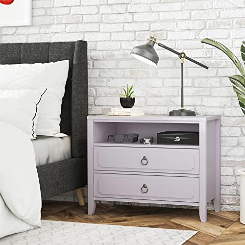 Novogratz Her Majesty 2 Drawer Nightstand, Lavender