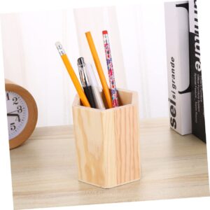 SEWACC 8 pcs Hexagon Compartments Organizers Multi Planter Toothbrush Color Holder Tube Wood Unpainted Unfinished Bedroom DIY Stand Stationery Crafts Pot Cosmetic Vase