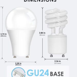 10W GU24 Base 2 Prong LED Light Bulbs, (23W CFL Equivalent) 1600 Lumens 4000K Mini Twist Lock Bulb,120-277 Voltage-4Pack