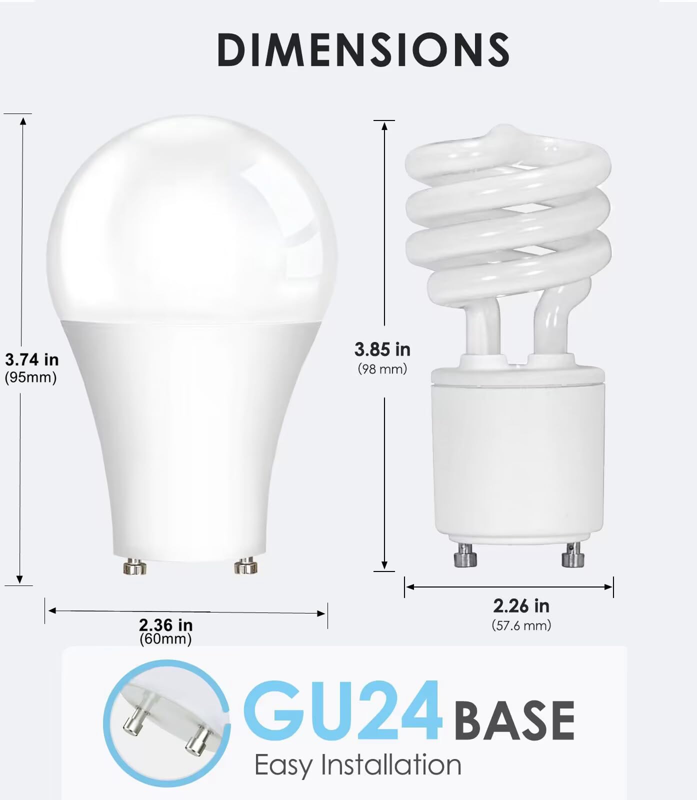 10W GU24 Base 2 Prong LED Light Bulbs, (23W CFL Equivalent) 1600 Lumens 4000K Mini Twist Lock Bulb,120-277 Voltage-4Pack