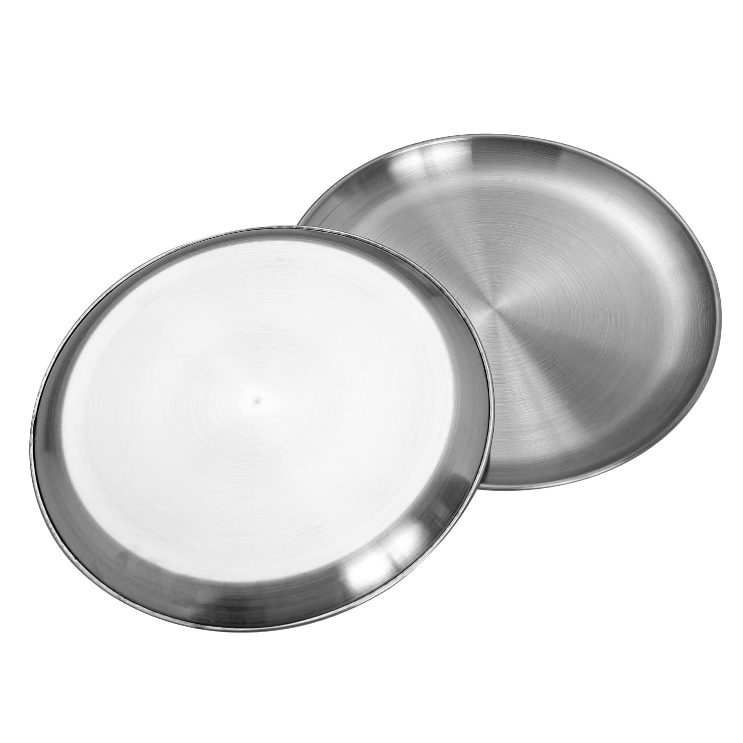 CAMBUY Stainless Steel Plates 9 inch 304 Metal Lightweight Unbreakable Dinner Dishes Plates Set Non-Toxin Dishwasher Safe BPA Free and Healthy (10 Pcs)