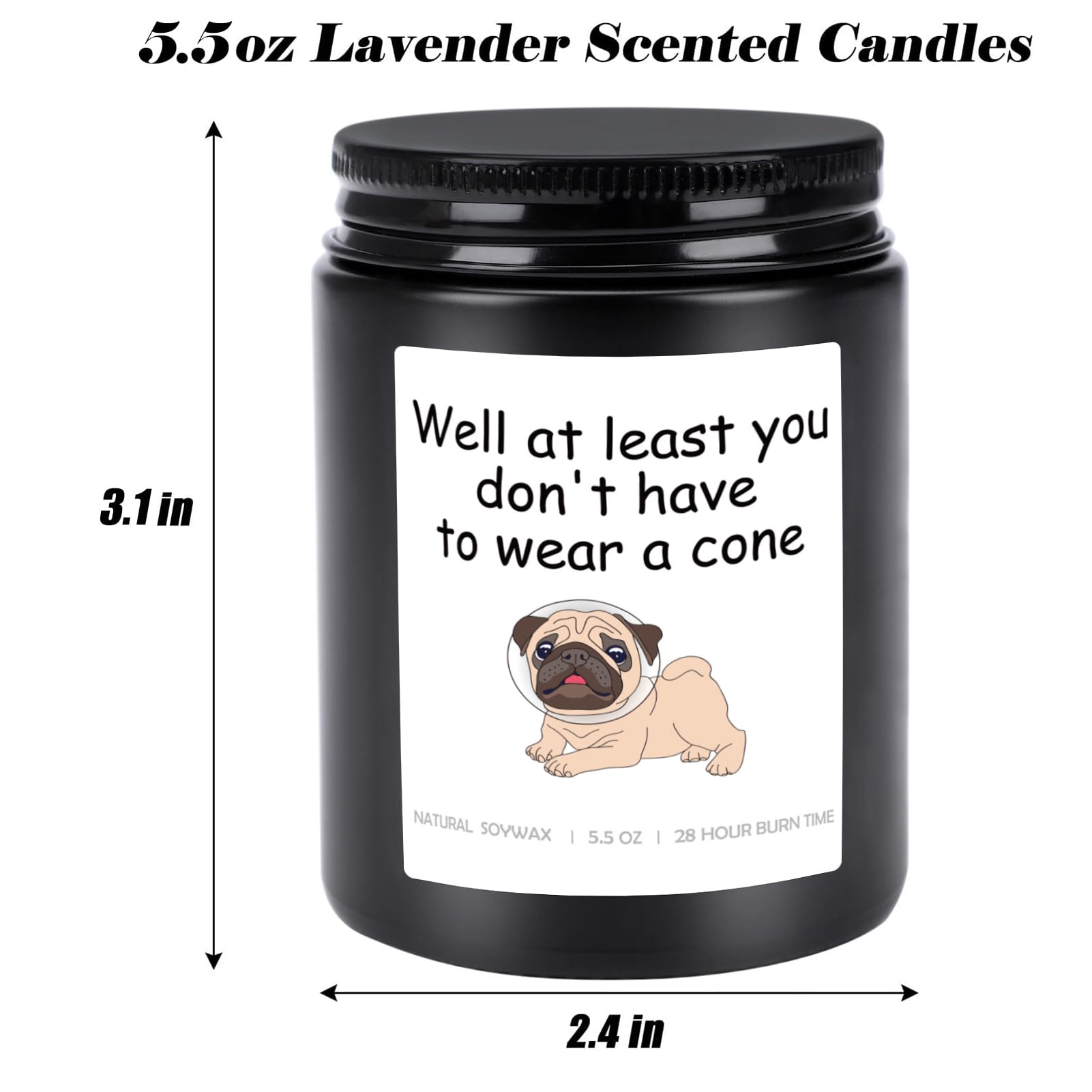 Funny Get Well Soon Gifts for Women Men, at Least You Don’t Have to Wear A Cone, Feel Better Gifts, Recovery Feel Better Gifts for Friend, Lavender Scented Candle