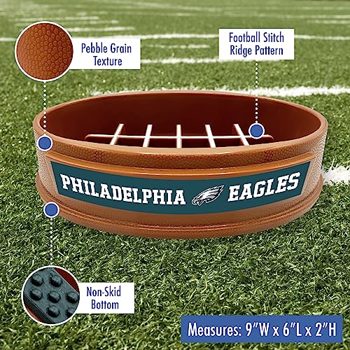 NFL Super-Bowl - Philadelphia Eagles Slow Feeder Dog Bowl. Football Design Slow Feeding Cat Bowl for Healthy Digestion. Non-Slip Pet Bowl for Large & Small Dogs & Cats