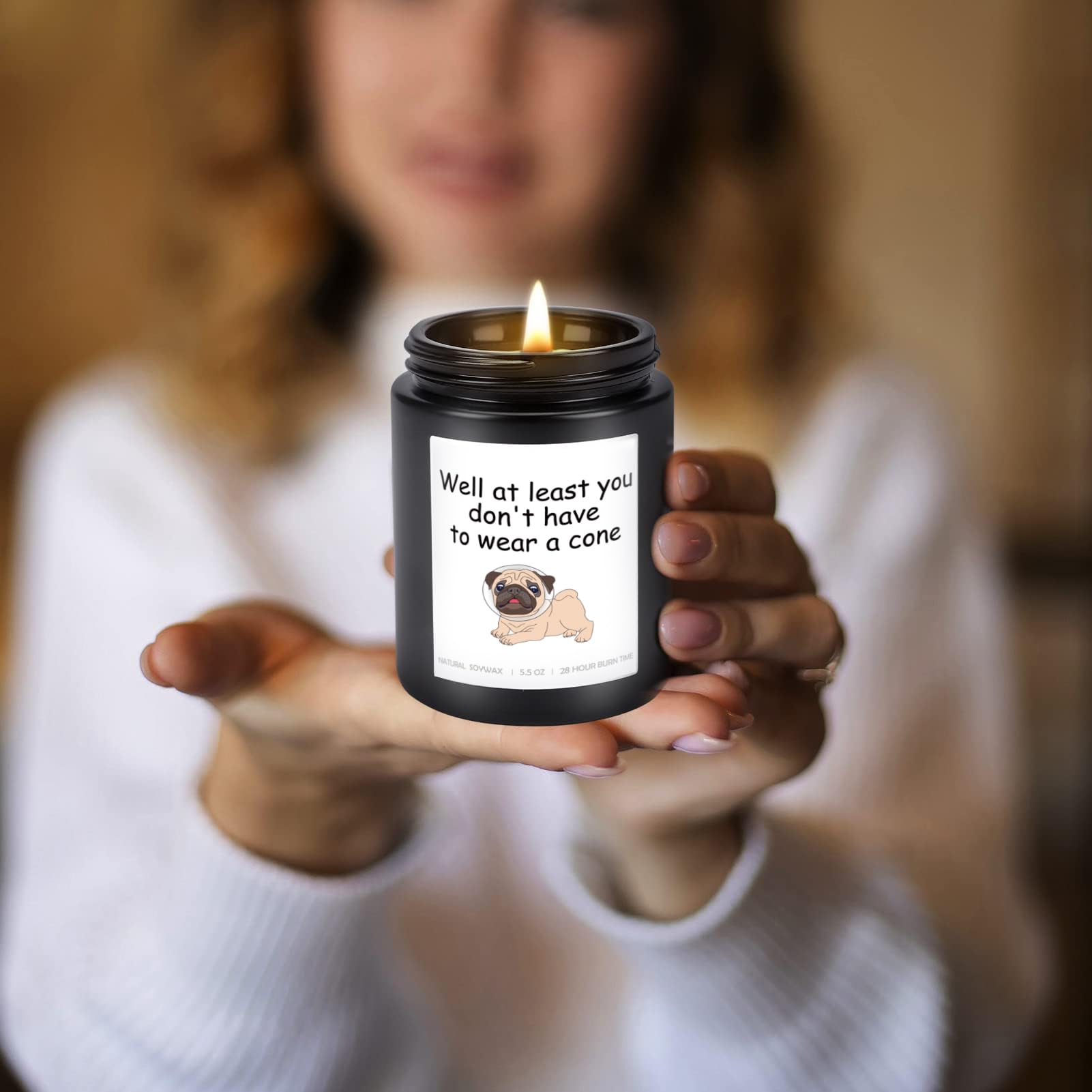 Funny Get Well Soon Gifts for Women Men, at Least You Don’t Have to Wear A Cone, Feel Better Gifts, Recovery Feel Better Gifts for Friend, Lavender Scented Candle