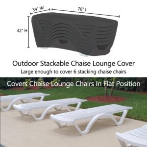 Izzybang 76'' Outdoor Stackable Reclining Single Chaise Cover Waterproof Heavy Duty Patio Chaise Lounge Covers for 6 Stackable Pool Chaise Lounge Chairs