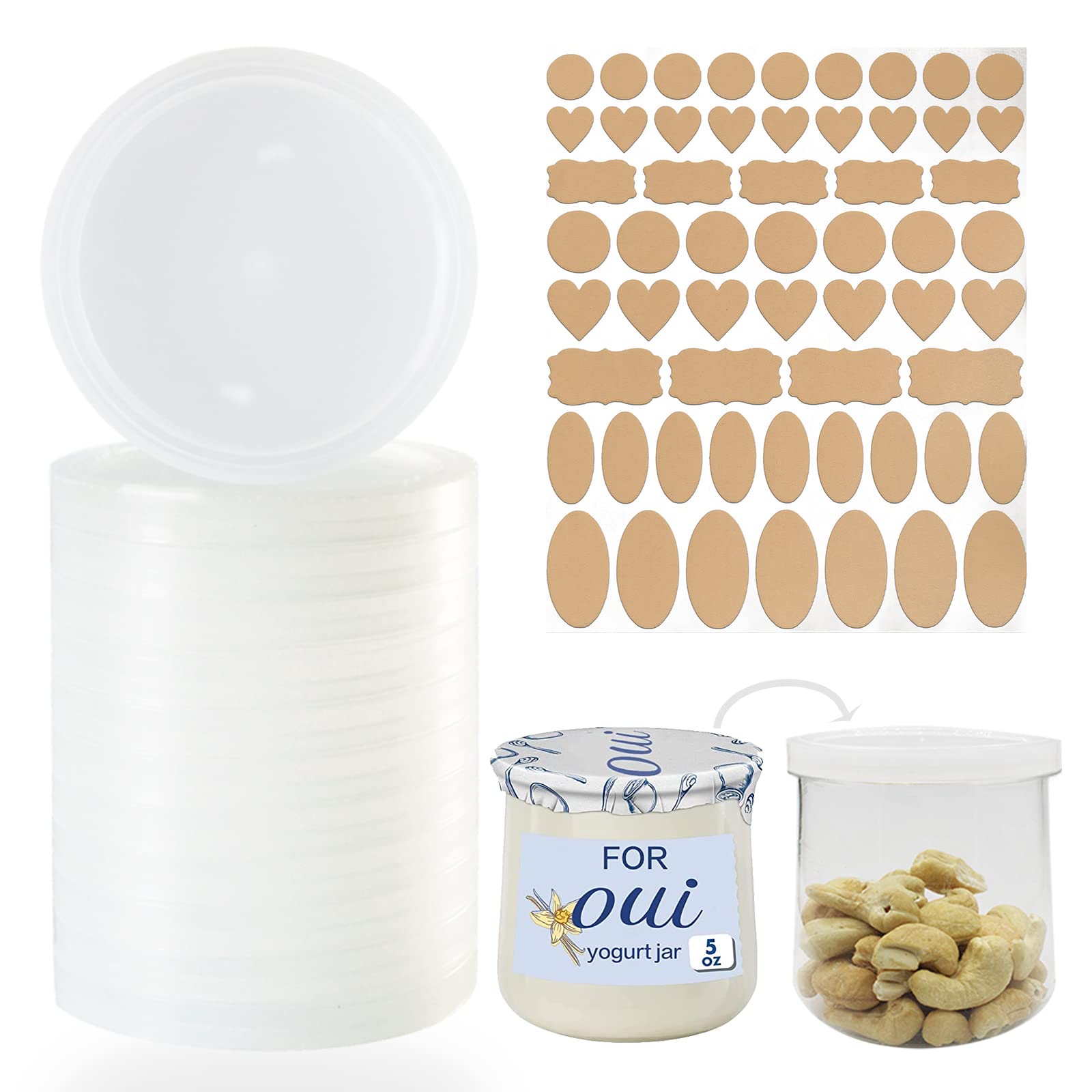 Yogurt Jar Lids for Oui - 12 Pack Lids for Oui, Yogurt Container Lids Clear Plastic