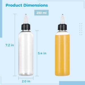 20PCS 8.5oz Clear Dispensing Bottles, Plastic Squeeze Bottles with Twist Top Caps for Oils Inks Liquids, Household Round Squeeze Bottles for Crafts Kitchen Food Making