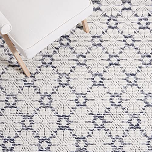 MARTHA STEWART x SAFAVIEH 6' x 9' Ivory/Navy MSR3503N Handmade Contemporary Floral Wool Area Rug