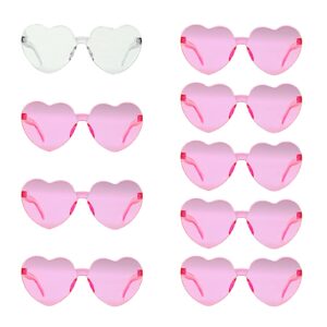 kiwilepi heart sunglasses bachelorette party supplies, 9pcs heart shaped glasses bulk for team bride decorations bridesmaid proposal gifts birthday party supplies valentine's day party favors