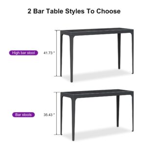 PURPLE LEAF Bar Height Table Outdoor Dining Coffee Kitchen Breakfast Long Desk Metal Heavy Duty Furniture Bistro Accent Balcony Patio Bar Table