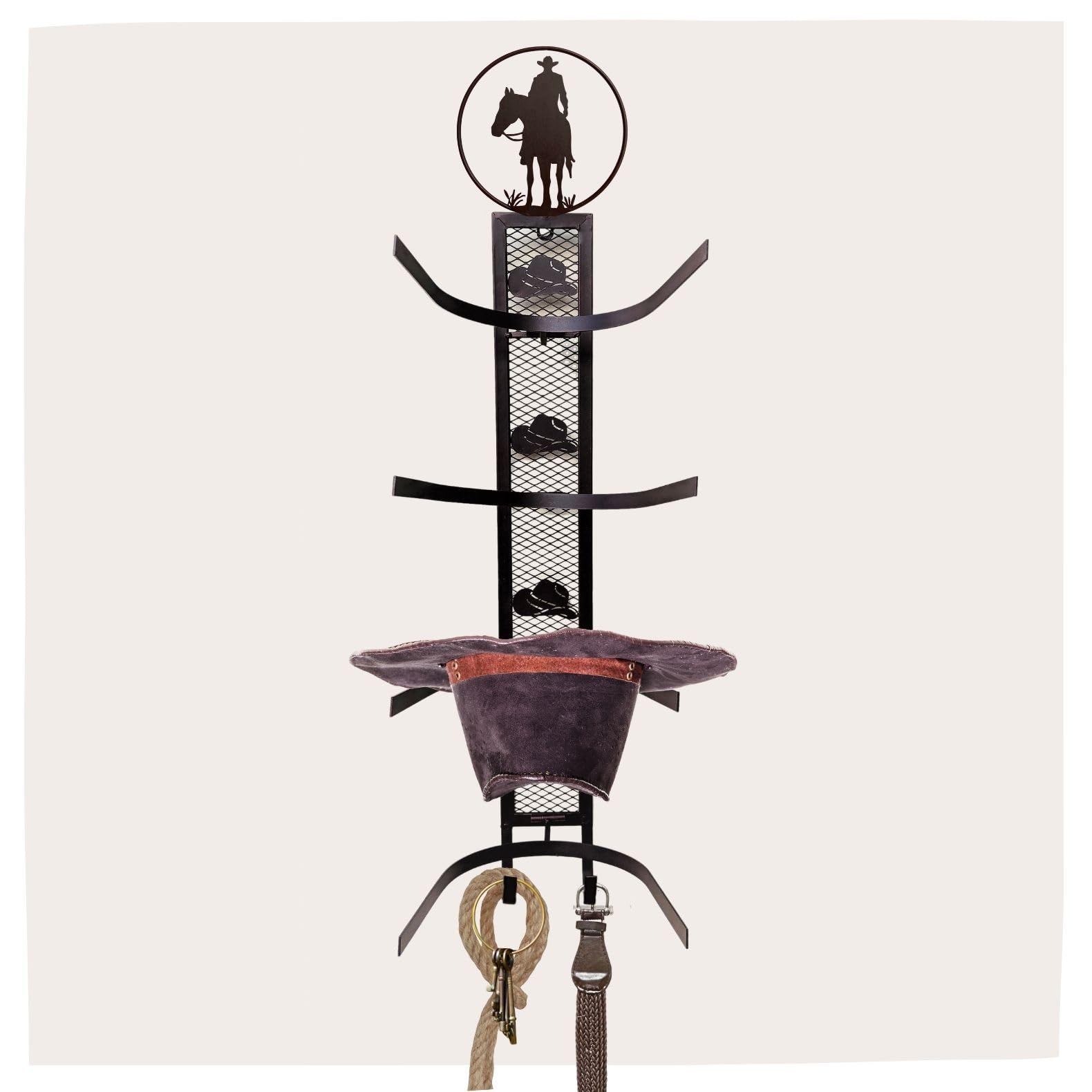 BestGiftEver Cowboy Hat Rack Wall Mount - Rustic Western Style Metal Hat Holder with 4 Slots - Country Cowboy Decor for Wall or Over Door, Ideal for Ranch and Rustic Home Style Enthusiasts