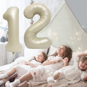 40 Inch Number Balloon Foil Balloon Number 100 Jumbo Giant Balloon Number 100 Balloon for 100th Birthday Party Decoration Wedding Anniversary Graduation Celebration, Cream White 100 Number Balloon