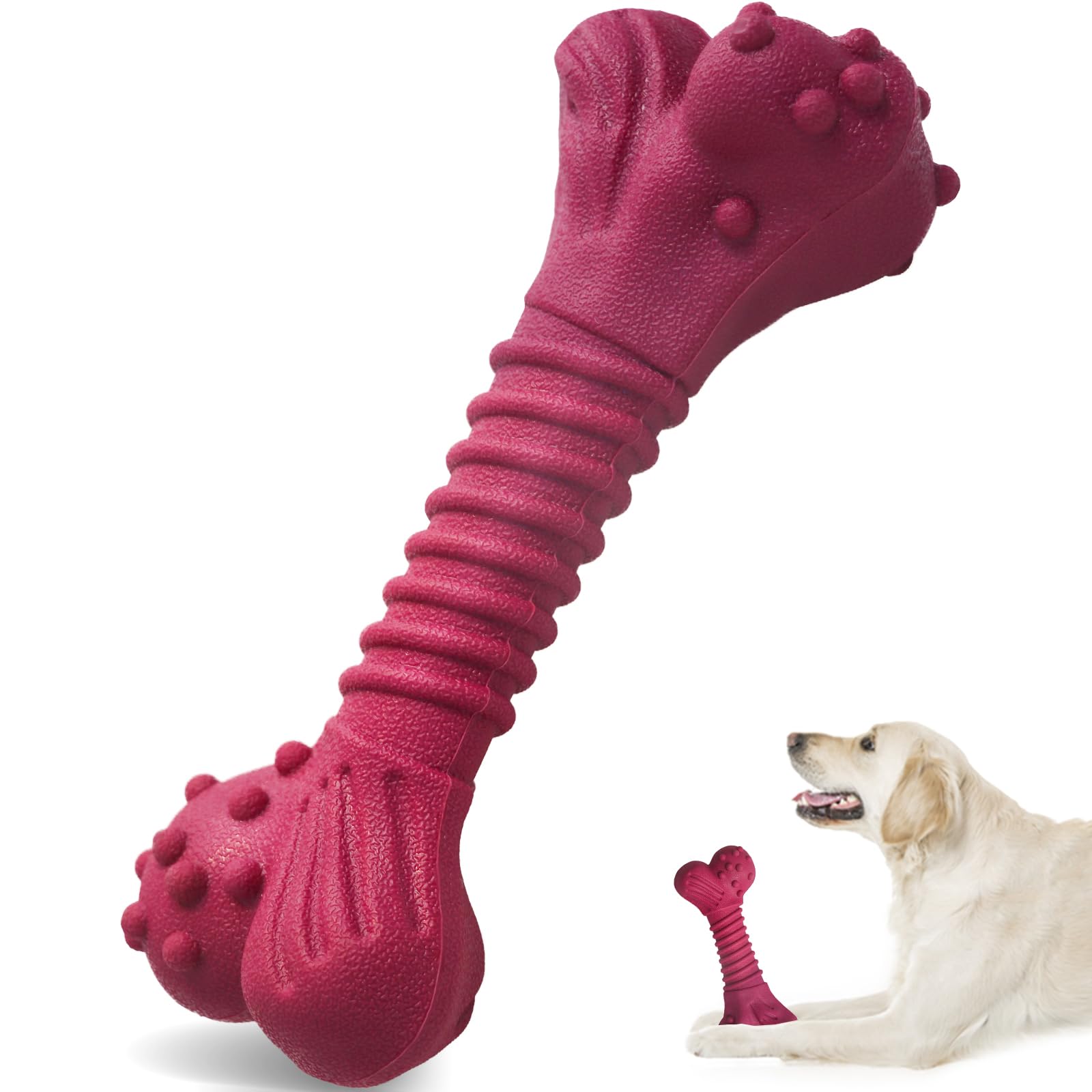 Doudele Dog Toys for Aggressive Chewers, Dog Toys for Medium Large Dogs, Natural Rubber Dog Chew Toys with Beef Flavor, Indestructible Dog Toy, Chew Toys for Aggressive Chewers (Purple)