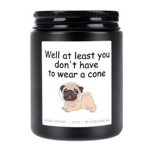 funny get well soon gifts for women men, at least you don’t have to wear a cone, feel better gifts, recovery feel better gifts for friend, lavender scented candle