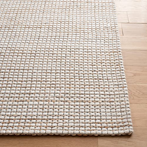 SAFAVIEH Natural Fiber Collection Area Rug - 9' x 12', Natural & Ivory, Handmade Farmhouse Jute & Wool, Ideal for High Traffic Areas in Living Room, Bedroom (NFB553A)