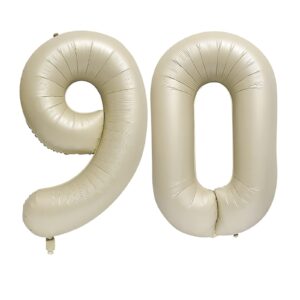 eshilp 40 inch number balloon foil balloon number 90 jumbo giant balloon number 90balloon for 90th birthday party decoration wedding anniversary graduation celebration, cream white 90 number balloon