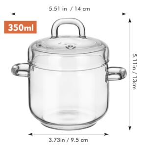 DOITOOL Glass Cooking Pot 350ML/11.8OZ Glass Saucepan with Cover for Cooking, Glass Stovetop Cooking Pot Transparent Heat Resistant Clear Glass Cookware for for Soup Noodle