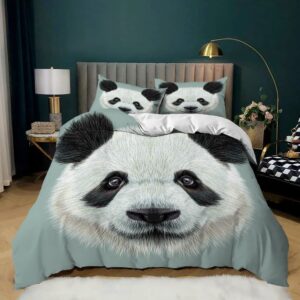 cvhouse panda duvet cover set twin,panda bedding set for boys girls,animal comforter cover,cute cartoon pandas quilt cover set,1 quilt cover 2 pillowcases 3 piece