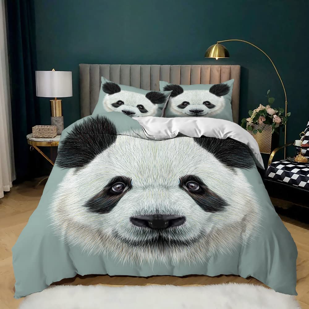 CVHOUSE Panda Duvet Cover Set Twin,Panda Bedding Set for Boys Girls,Animal Comforter Cover,Cute Cartoon Pandas Quilt Cover Set,1 Quilt Cover 2 Pillowcases 3 Piece