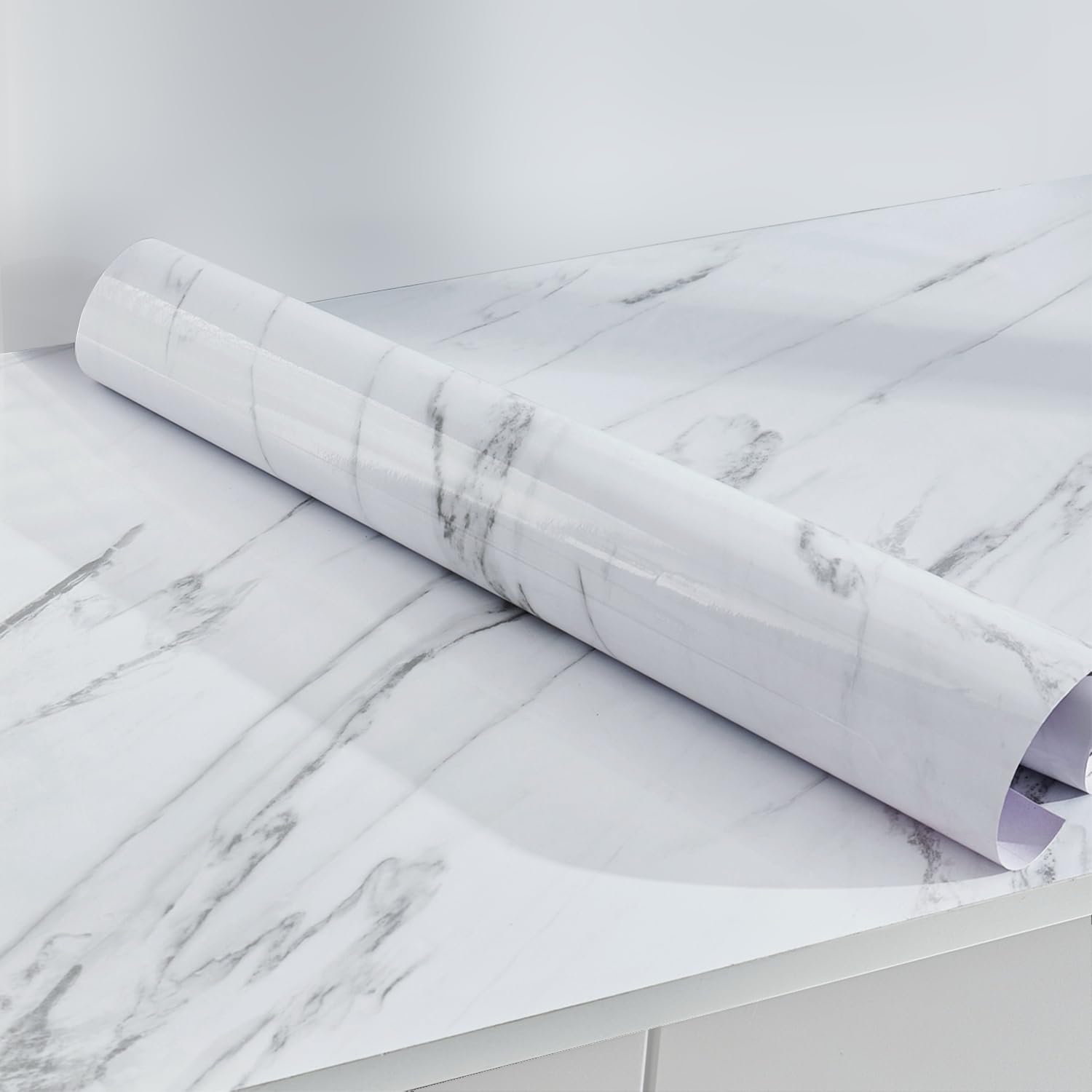 LONGYONG Marble Contact Paper for Countertops Peel and Stick Wallpaper Countertop Covers Peel and Stick Wrap Self Adhesive Waterproof for Counter Top Kitchen Cabinet Desk 23.6x393.7inches