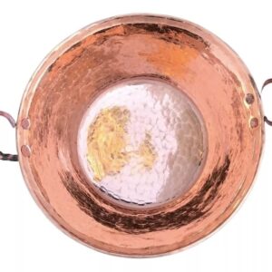 CELLY PARTY 16" Authentic and Cazo De Cobre Original Para Carnitas Large Heavy Duty Gauge Copper Pot Hand Hammered Made in Mexico 100% Copper Wok Jam Pan