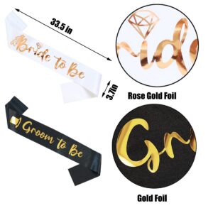 Docooniver Bride to be&Groom to be 2 Pack Sash for Bridal Shower,Bachelorette Party Sash,Bridal Shower Favors and Decorations.(White&Black)