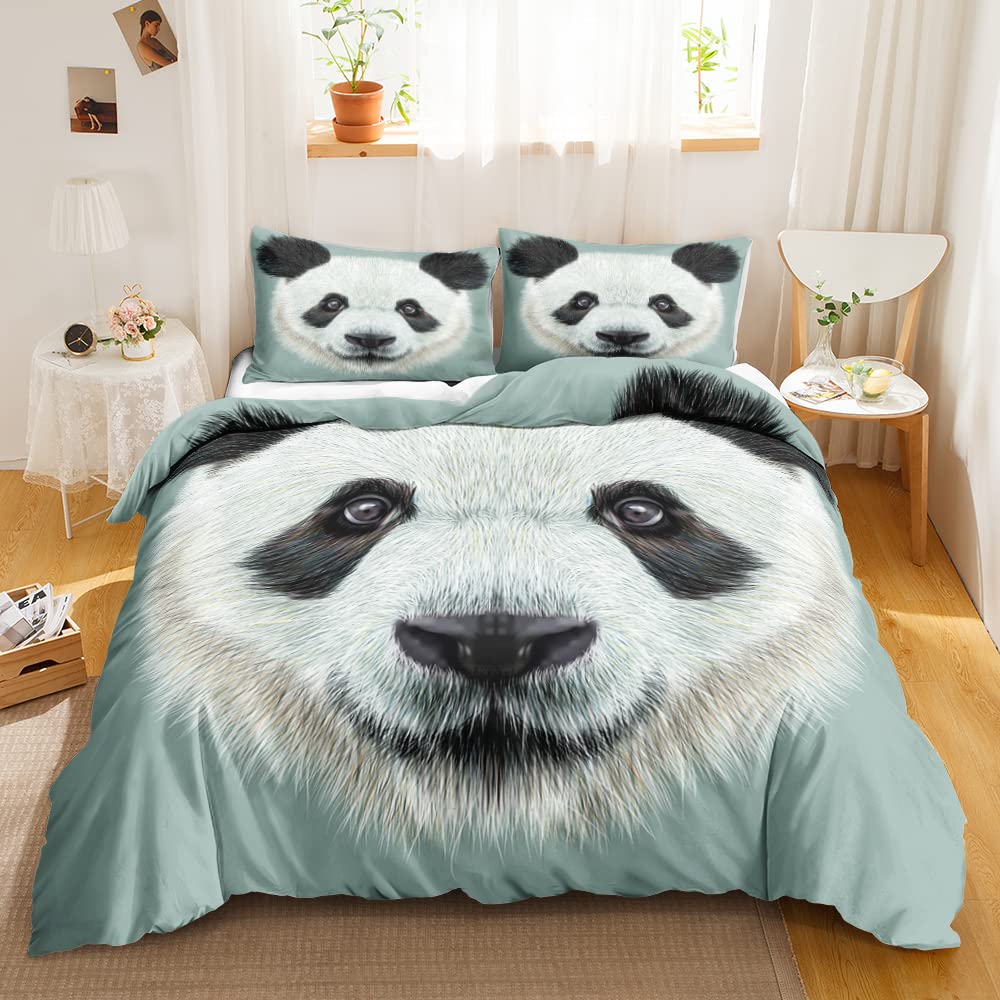 CVHOUSE Panda Duvet Cover Set Twin,Panda Bedding Set for Boys Girls,Animal Comforter Cover,Cute Cartoon Pandas Quilt Cover Set,1 Quilt Cover 2 Pillowcases 3 Piece