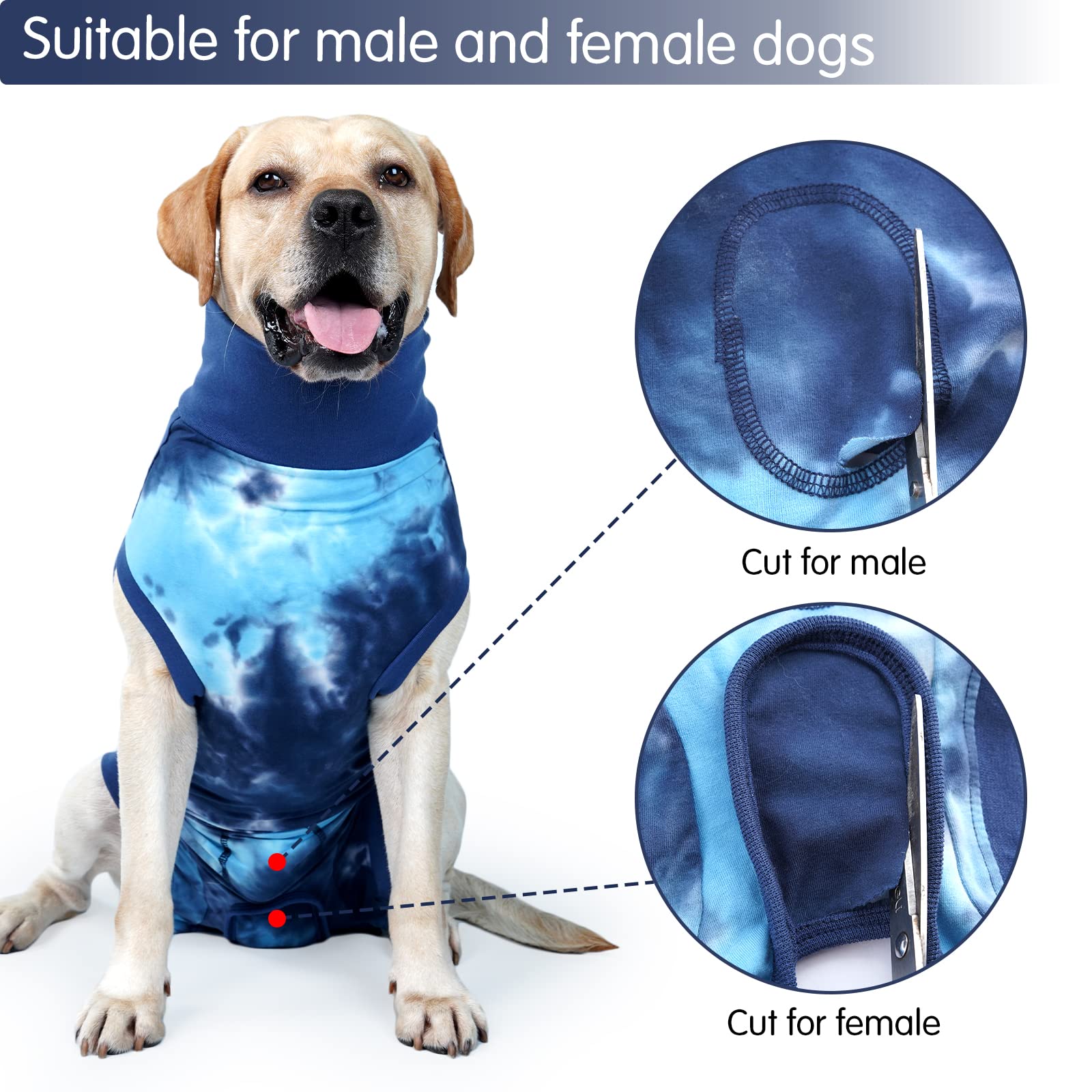 Dotoner Dog Recovery Suit Tie-Dye Pet Recovery Shirt Surgery Suit for Male Female Dogs Alternative E-Collar&Cone Protecting Abdominal Wounds Skin Disease Prevent Licking Wounds Dog Onesies